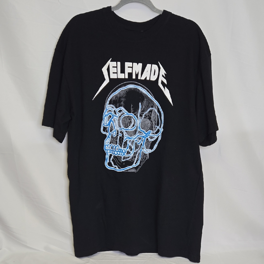 Papercut Collection Selfmade Skull Graphic Tee, Edgy Streetwear Alt, Black, 3X